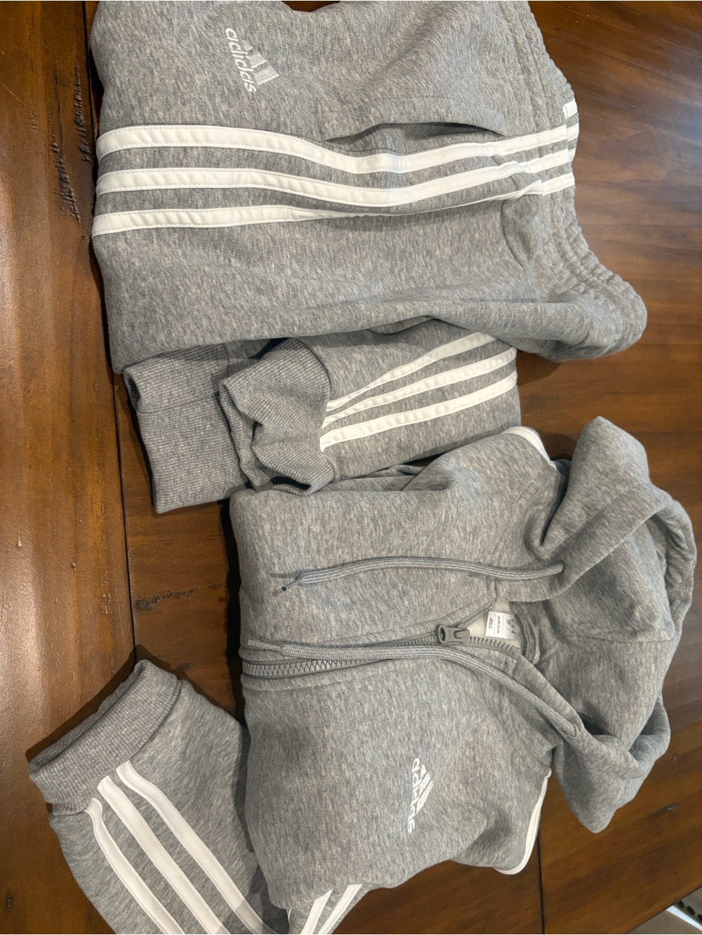 Adidas Women's Gray Stripe Hoodie & Jogger Set